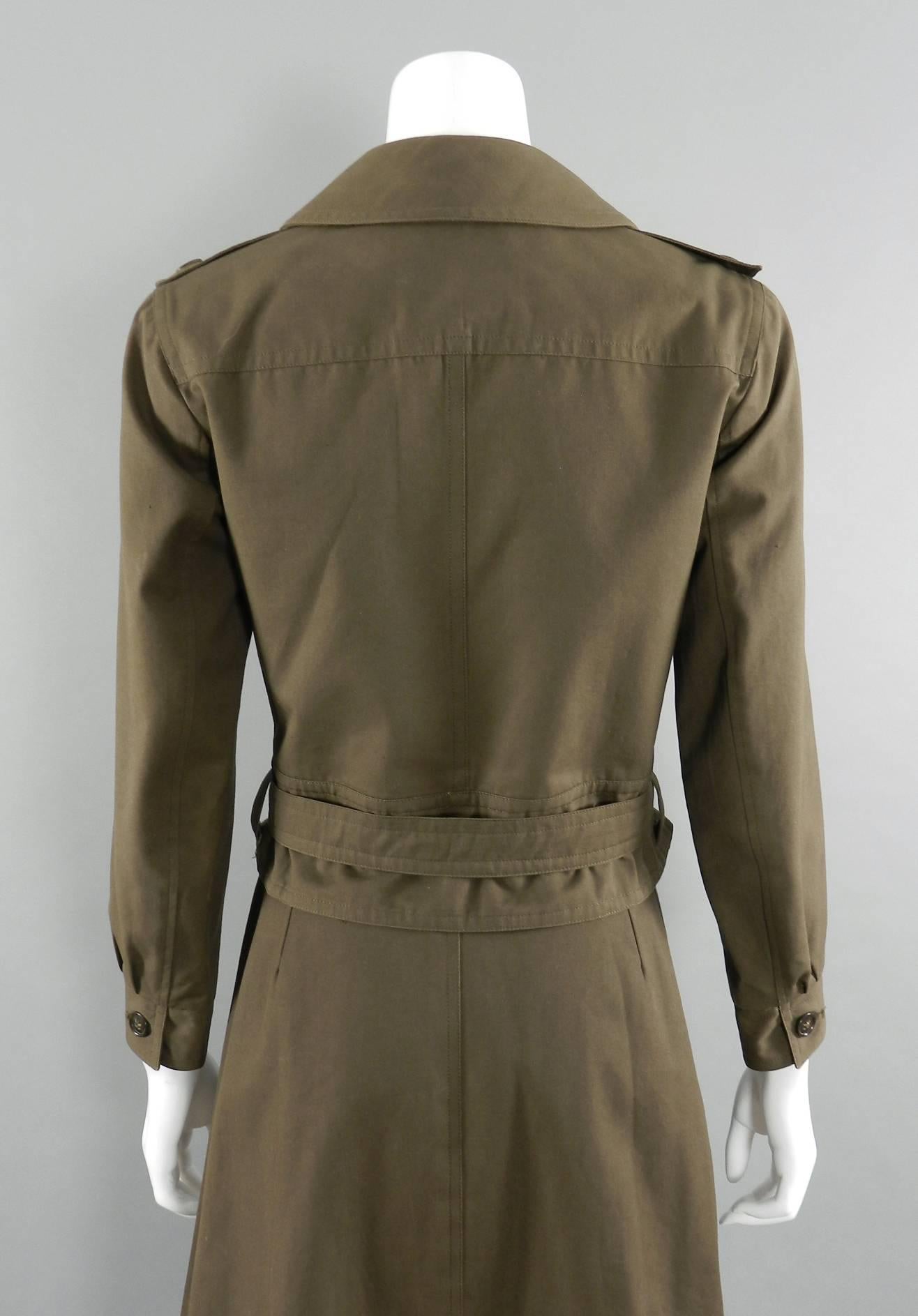 YSL Vintage 1968 La Saharienne Safari Jacket / Skirt Suit - Khaki Green  2