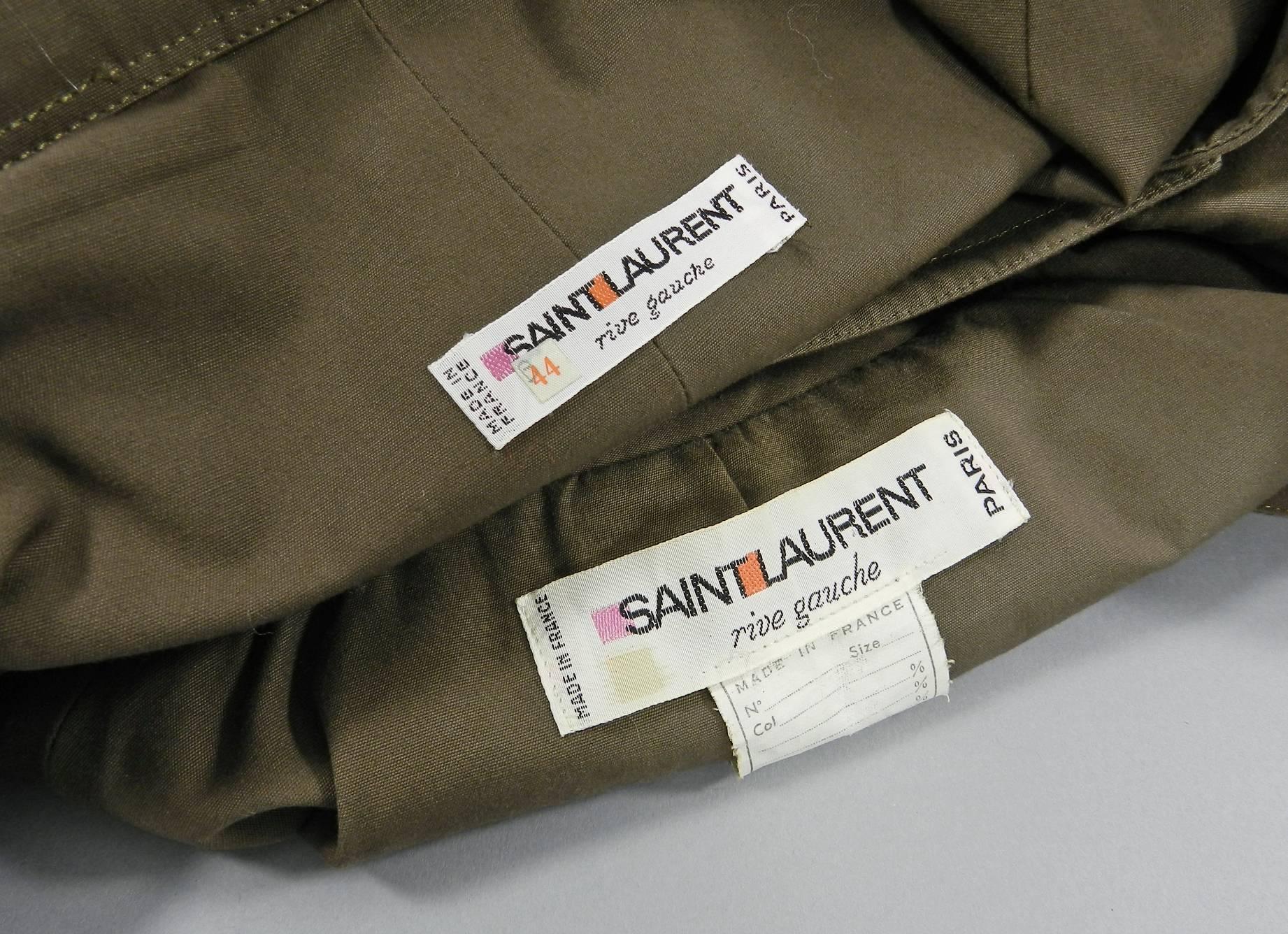 YSL Vintage 1968 La Saharienne Safari Jacket / Skirt Suit - Khaki Green  4