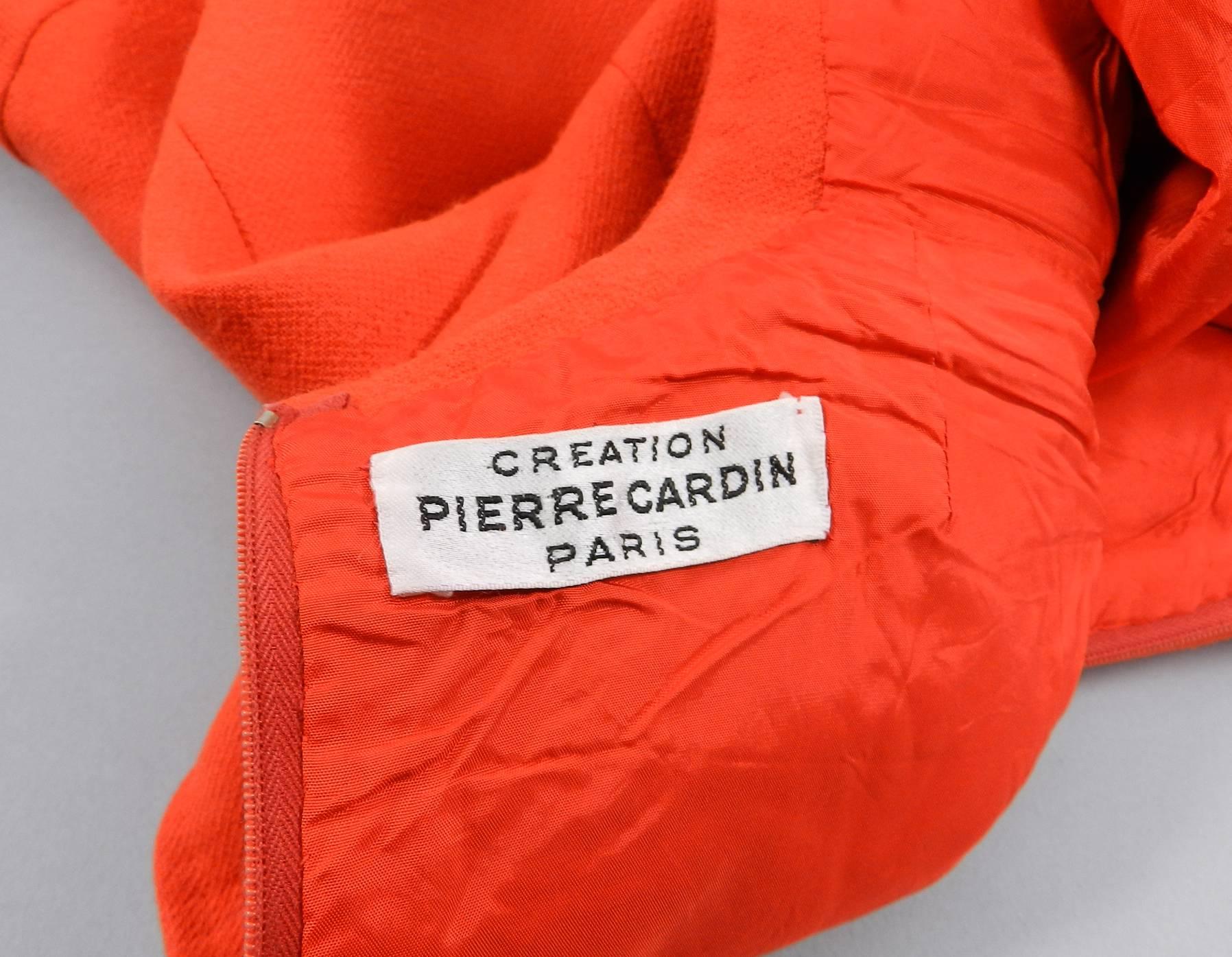 Women's Pierre Cardin Vintage 1960's Orange Wool Mod Dress
