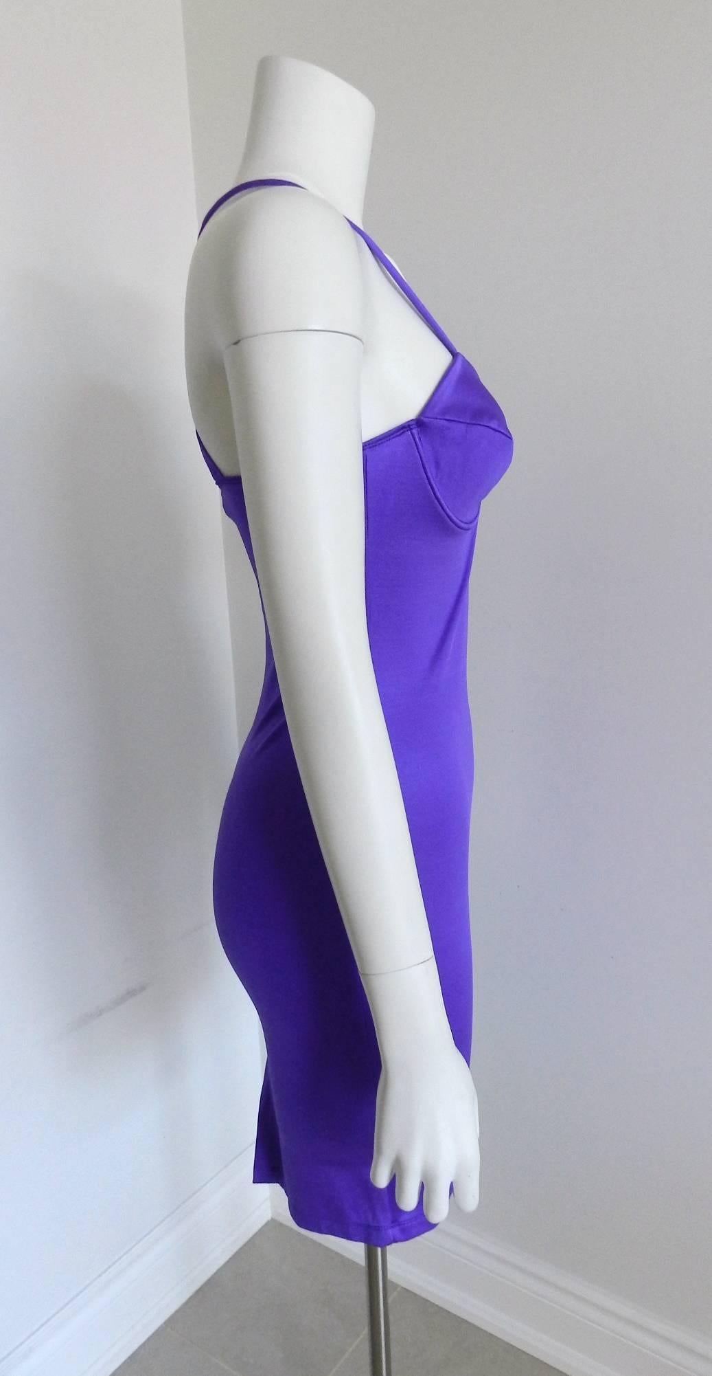 Purple Versus by Gianni Versace Vintage Spring 1994 Electric purple Bodycon Dress