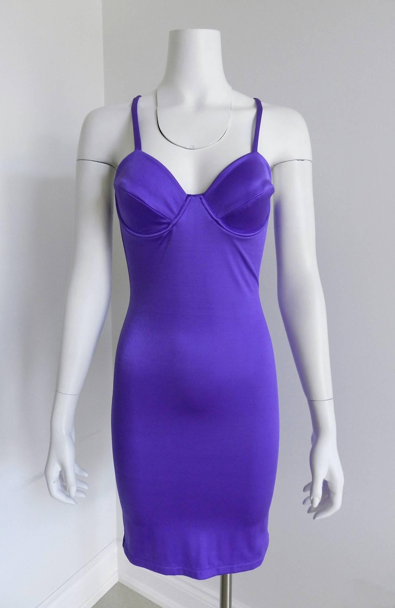 Versus by Gianni Versace Vintage Spring 1994 Electric purple Bodycon Dress 2