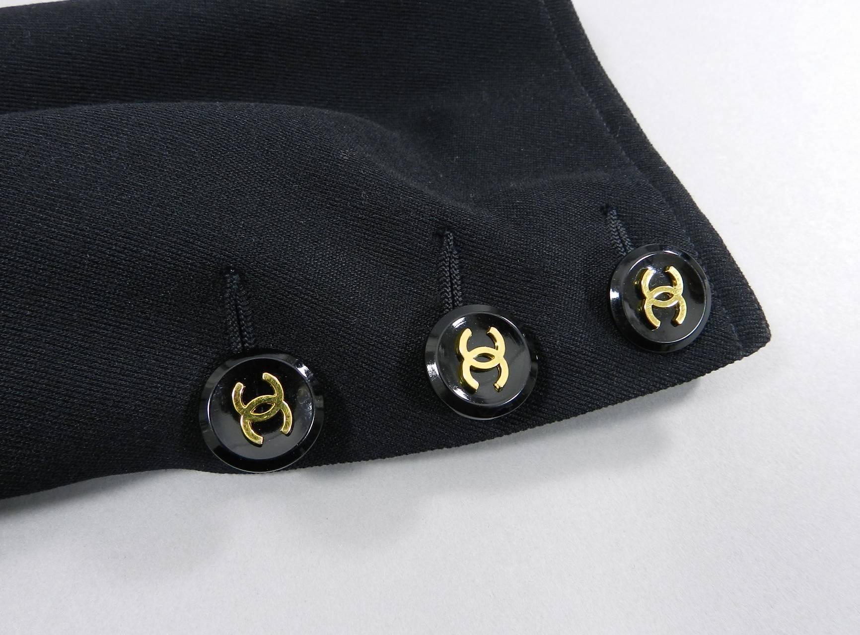 Chanel 1990's Black Rayon Jacket with Gold CC logo buttons 2