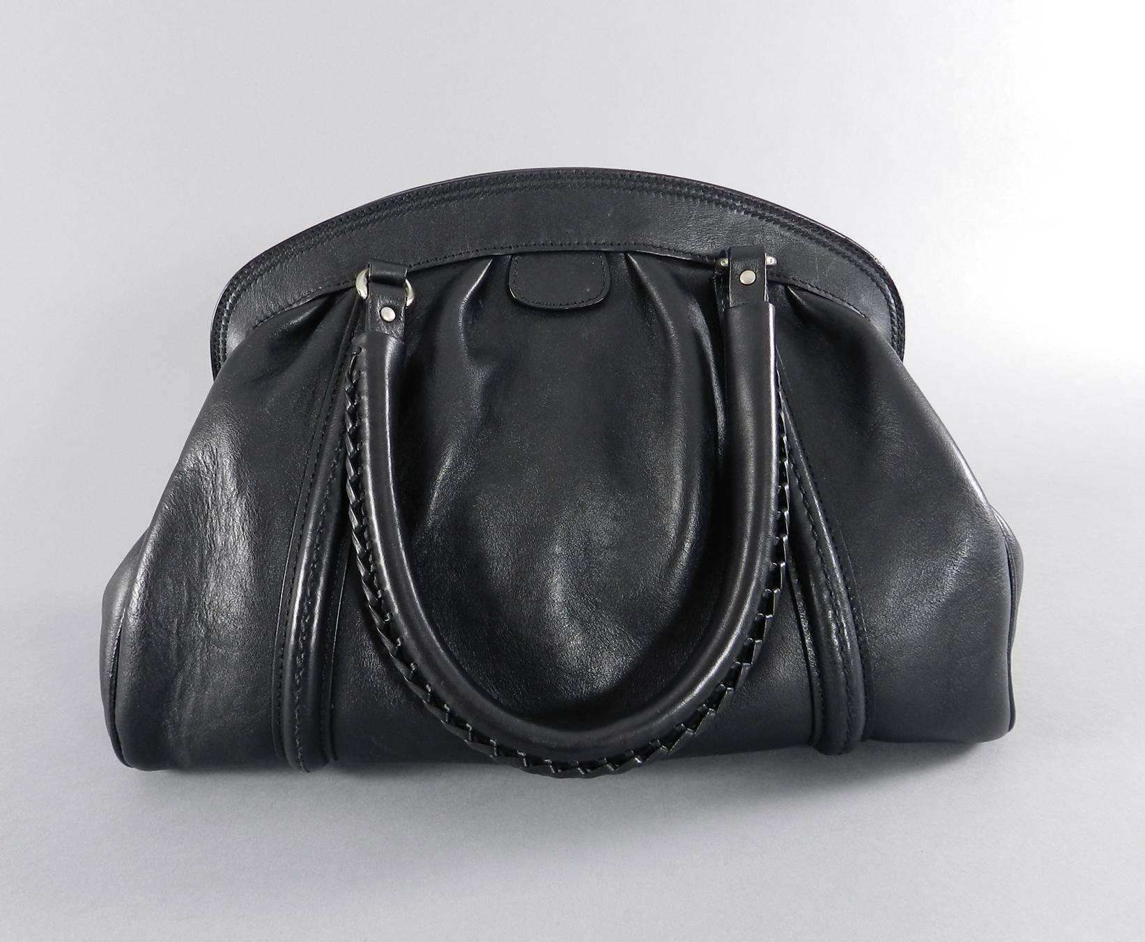 Women's Christian Dior Black Handbag with Braided Handles For Sale