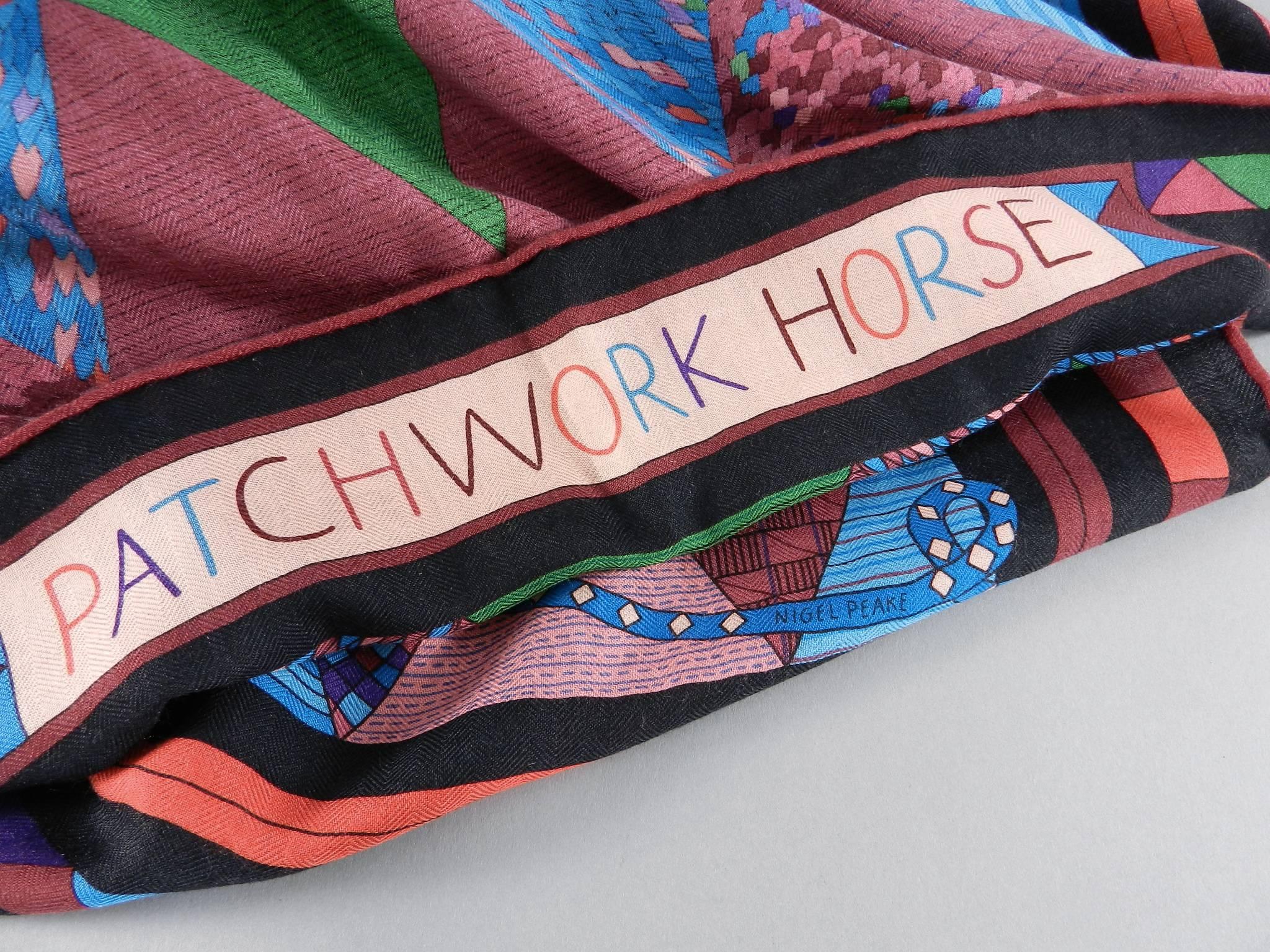 Women's Hermes Patchwork Horse Cashmere silk 140cm shawl scarf