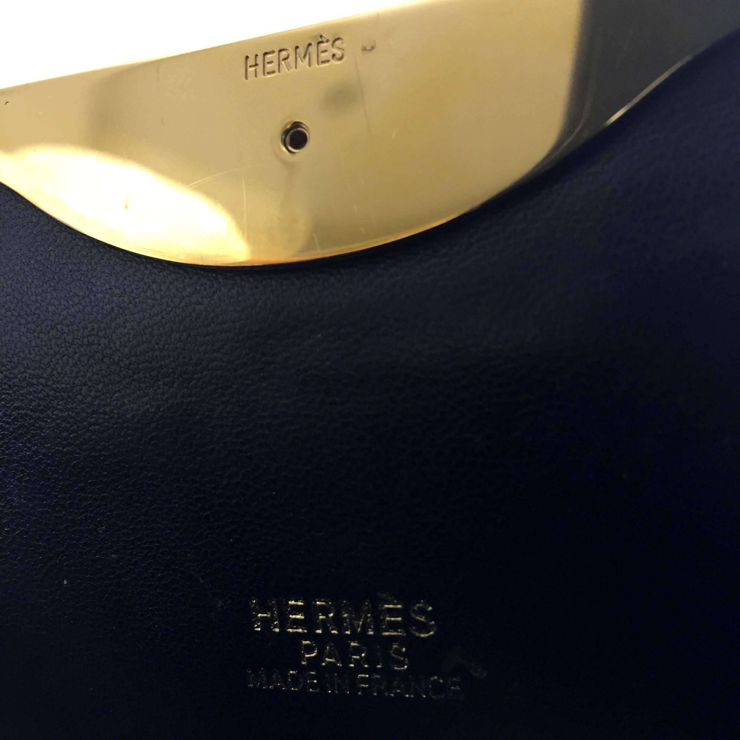 Hermes Vintage 1998 Limited Edition Black Crocodile Clutch with Gold Frame 4
