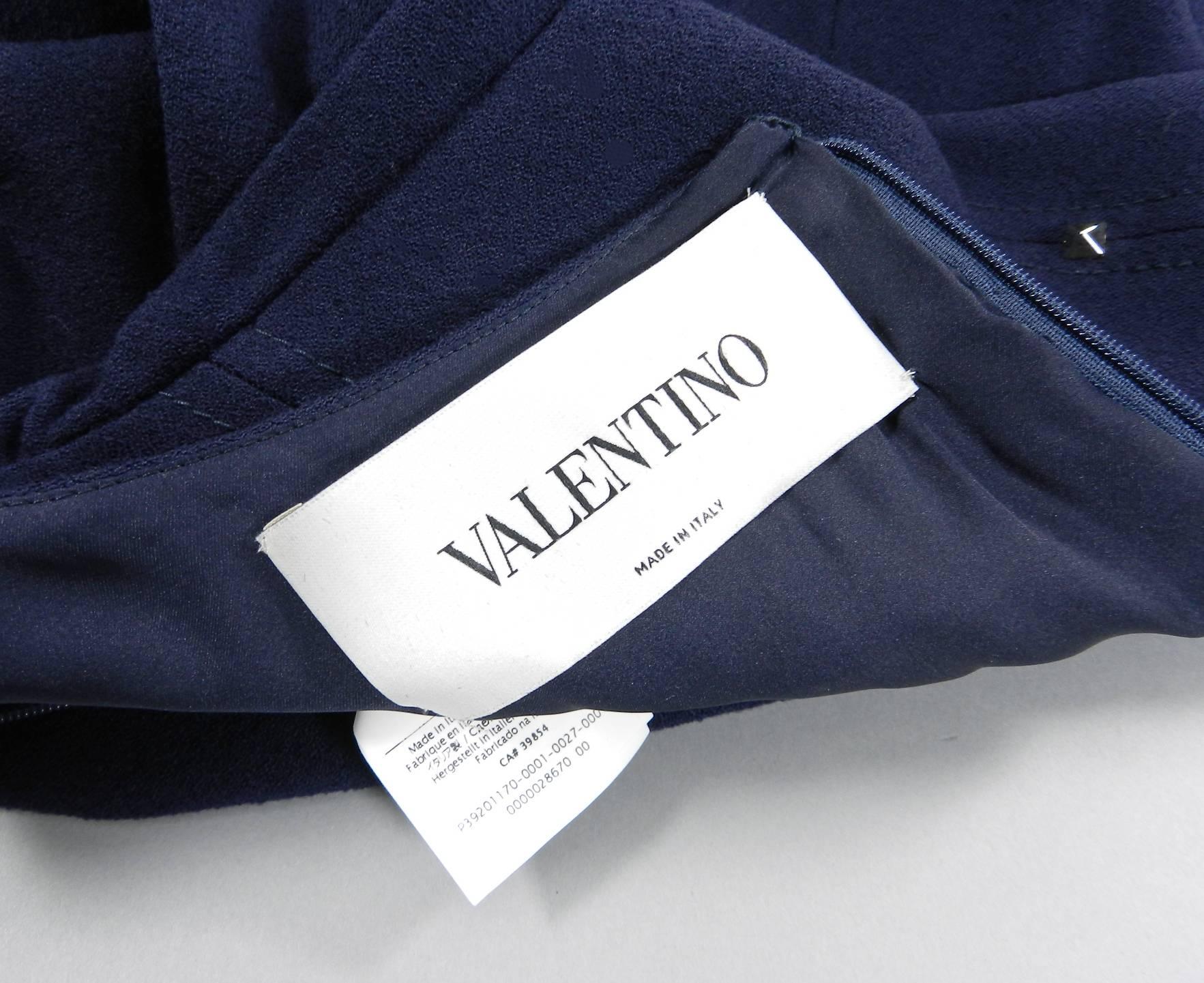 Black Valentino Navy Wool Long Sleeve Dress with Gold Rock Stud