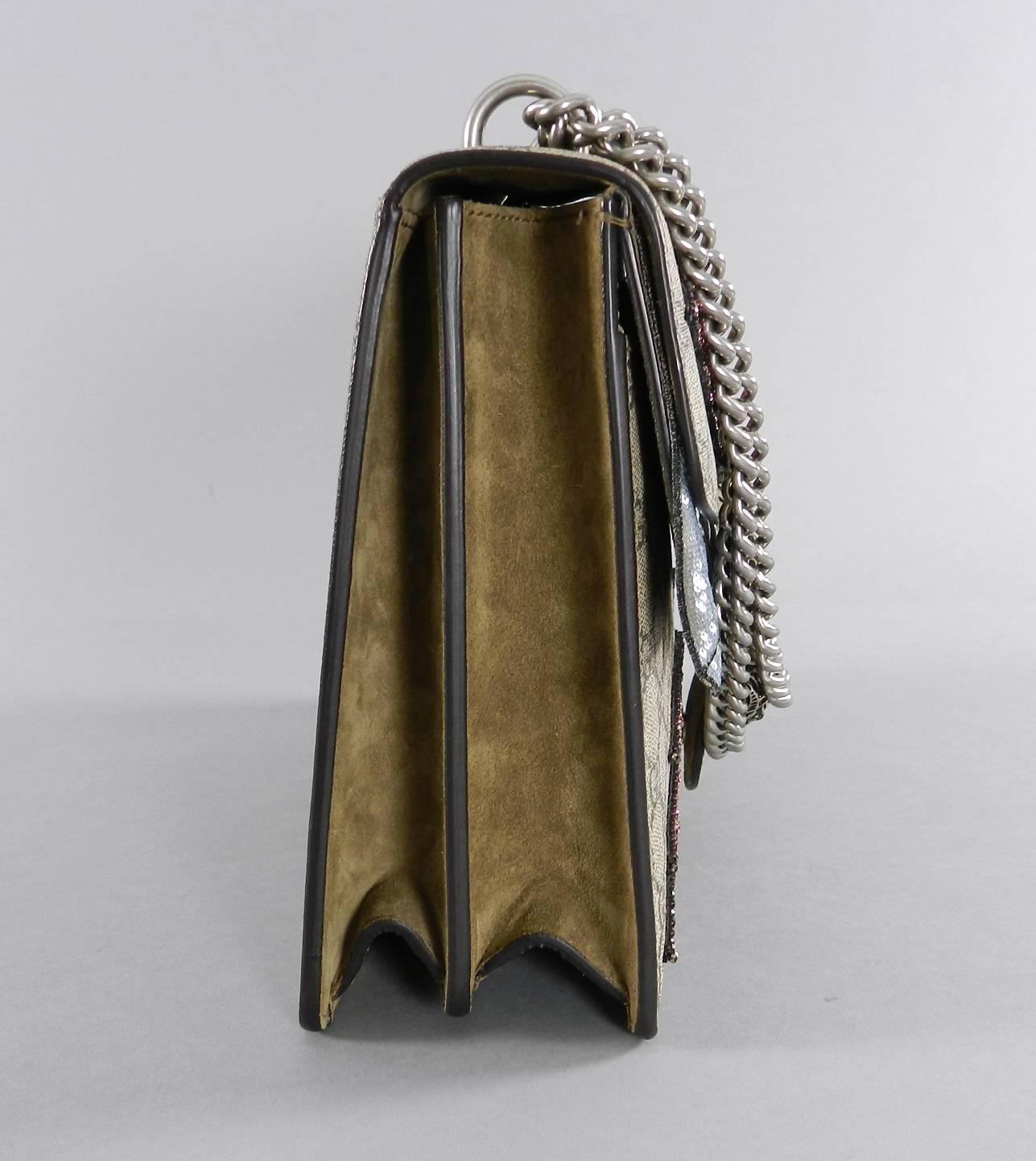 Gucci Dionysus GG supreme embroidered Bag - lips and lightning In Excellent Condition In Toronto, ON
