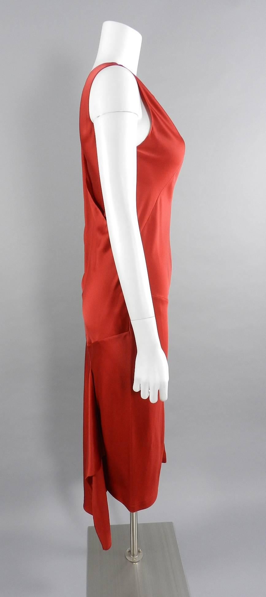 Women's Maison Martin Margiela Red Silk Satin Bias 1930 style dress / gown