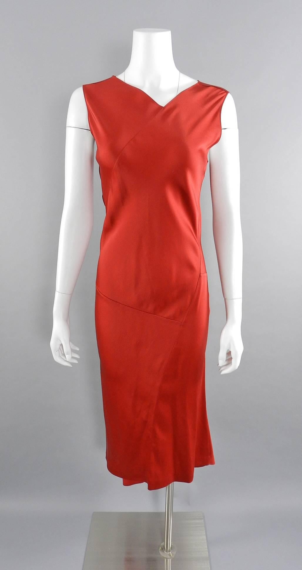 Maison Martin Margiela Red Silk Satin Bias 1930 style dress / gown 2