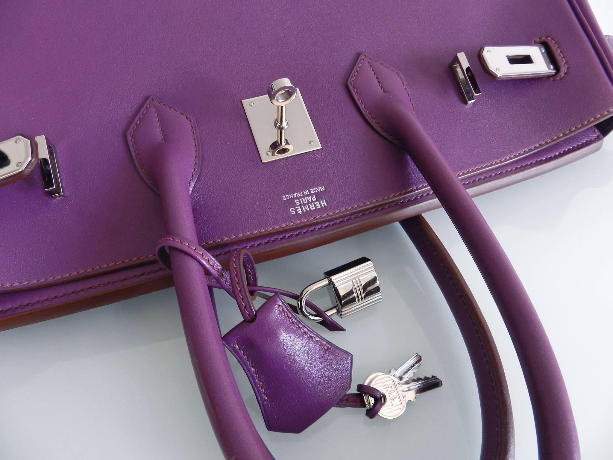 Women's Hermes Purple Birkin 35 in Ultraviolet, Swift leather and Palladium