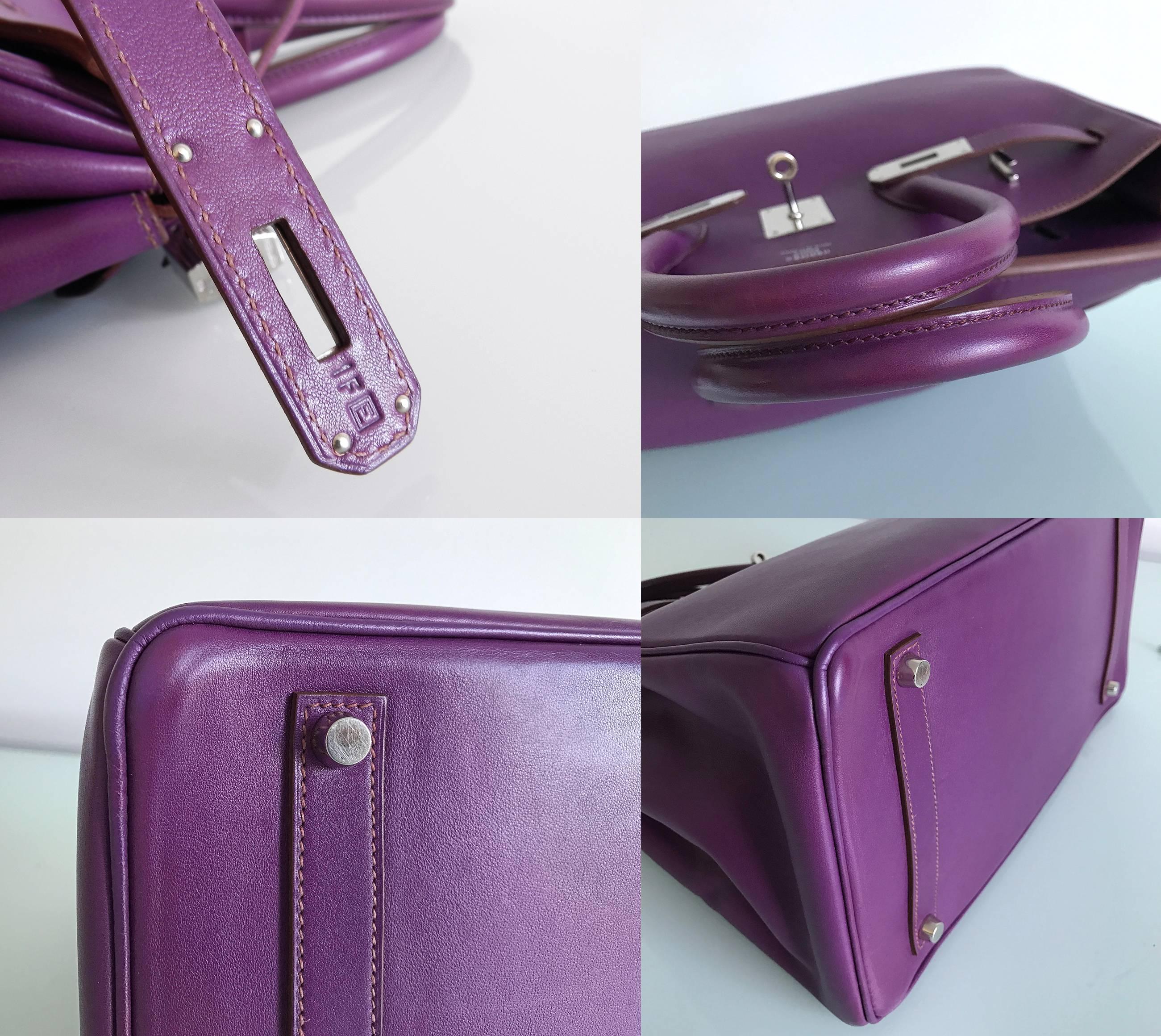 Hermes Purple Birkin 35 in Ultraviolet, Swift leather and Palladium 2