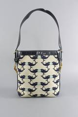 Vintage Gucci 1970's Whale Pattern Canvas and Leather Bag