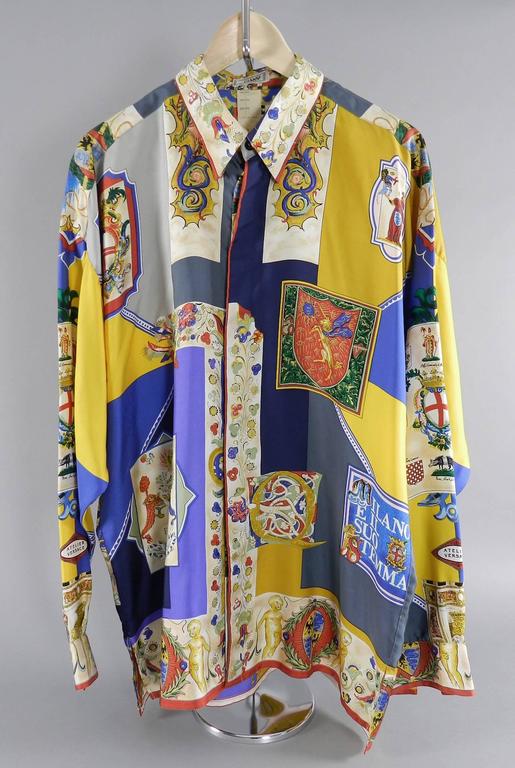 Gianni Versace 1992 Barocco Silk Printed Shirt - Medieval at 1stDibs