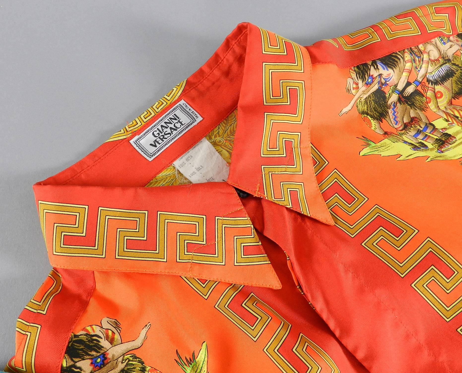 Men's Gianni Versace 1993 Barocco Silk Printed Shirt – Native American