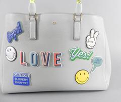 Anya Hindmarch Ebury Large Featherweight bag - Light Blue with Stickers