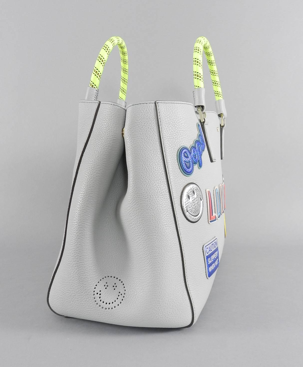 Gray Anya Hindmarch Ebury Large Featherweight bag - Light Blue with Stickers