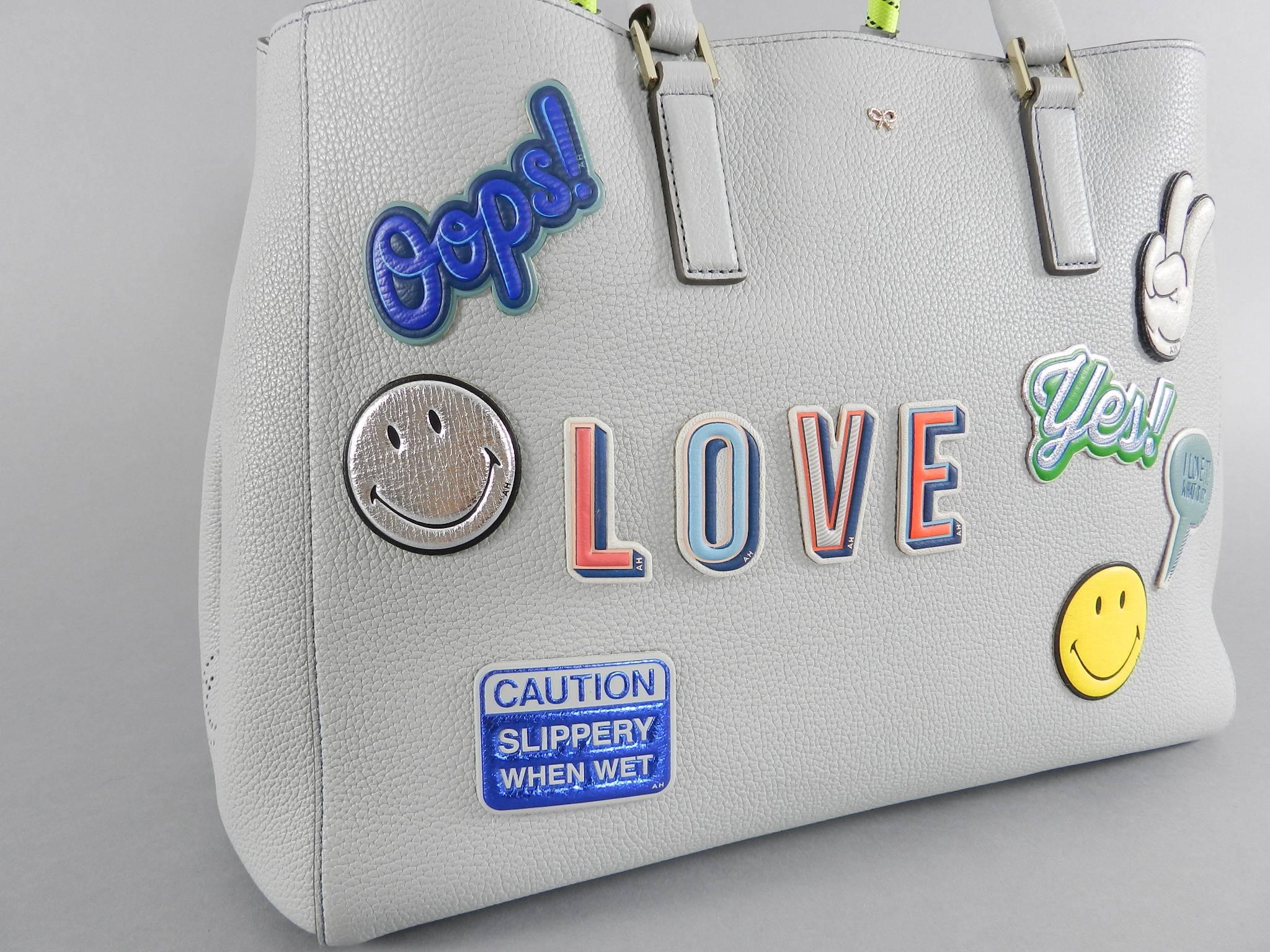 Anya Hindmarch Ebury Large Featherweight bag - Light Blue with Stickers 1