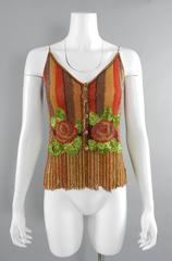 Galanos Vintage Beaded Fringe Strappy Evening Top, 1970s