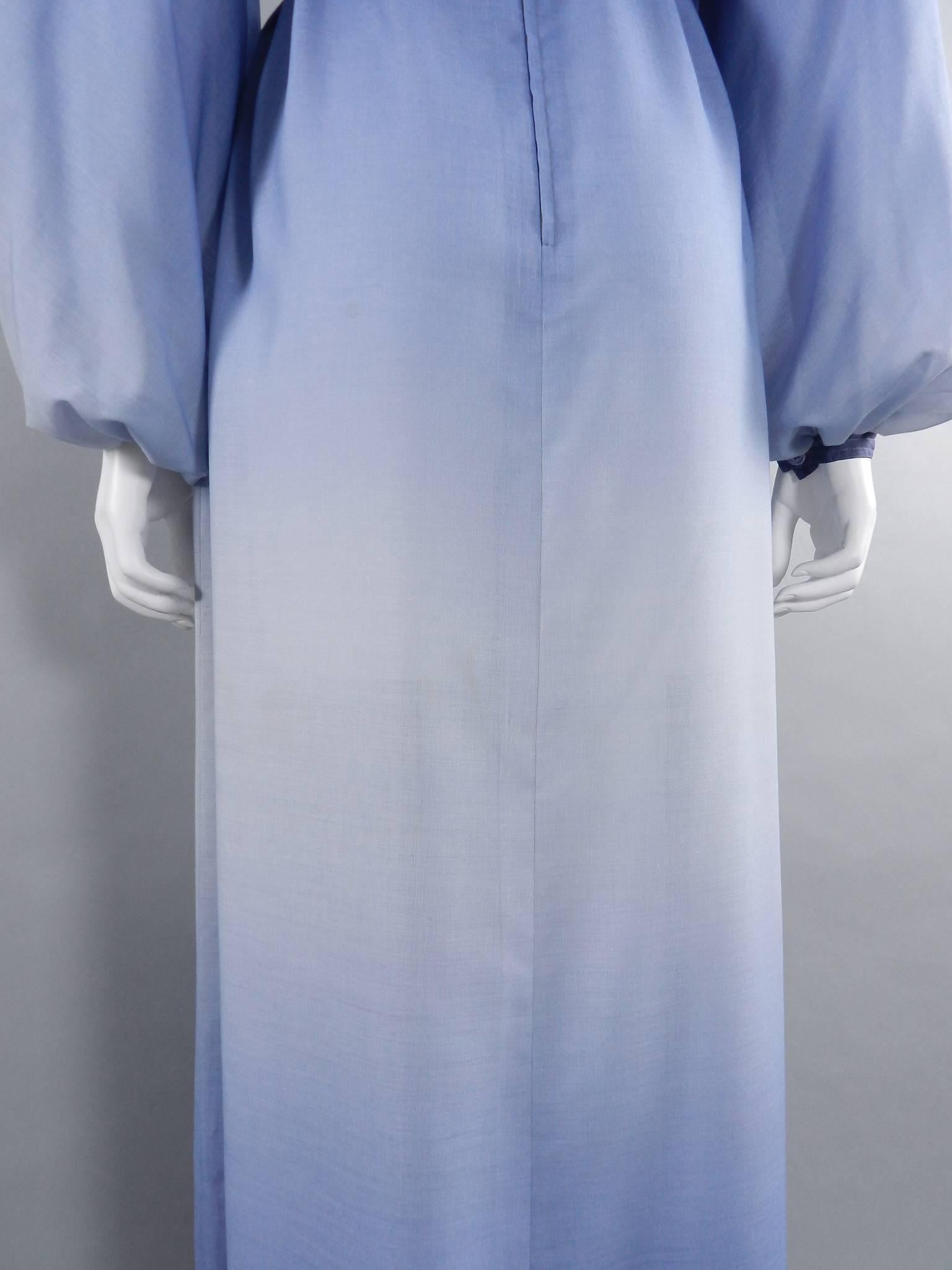 Vintage 1970's Givenchy Nouvelle Boutique Blue Ombre Off Shoulder Gown 2
