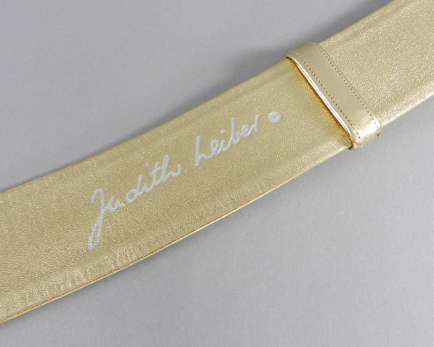 Women's judith leiber 1980's Gold leather and Swarovski Crystal Bow Belt