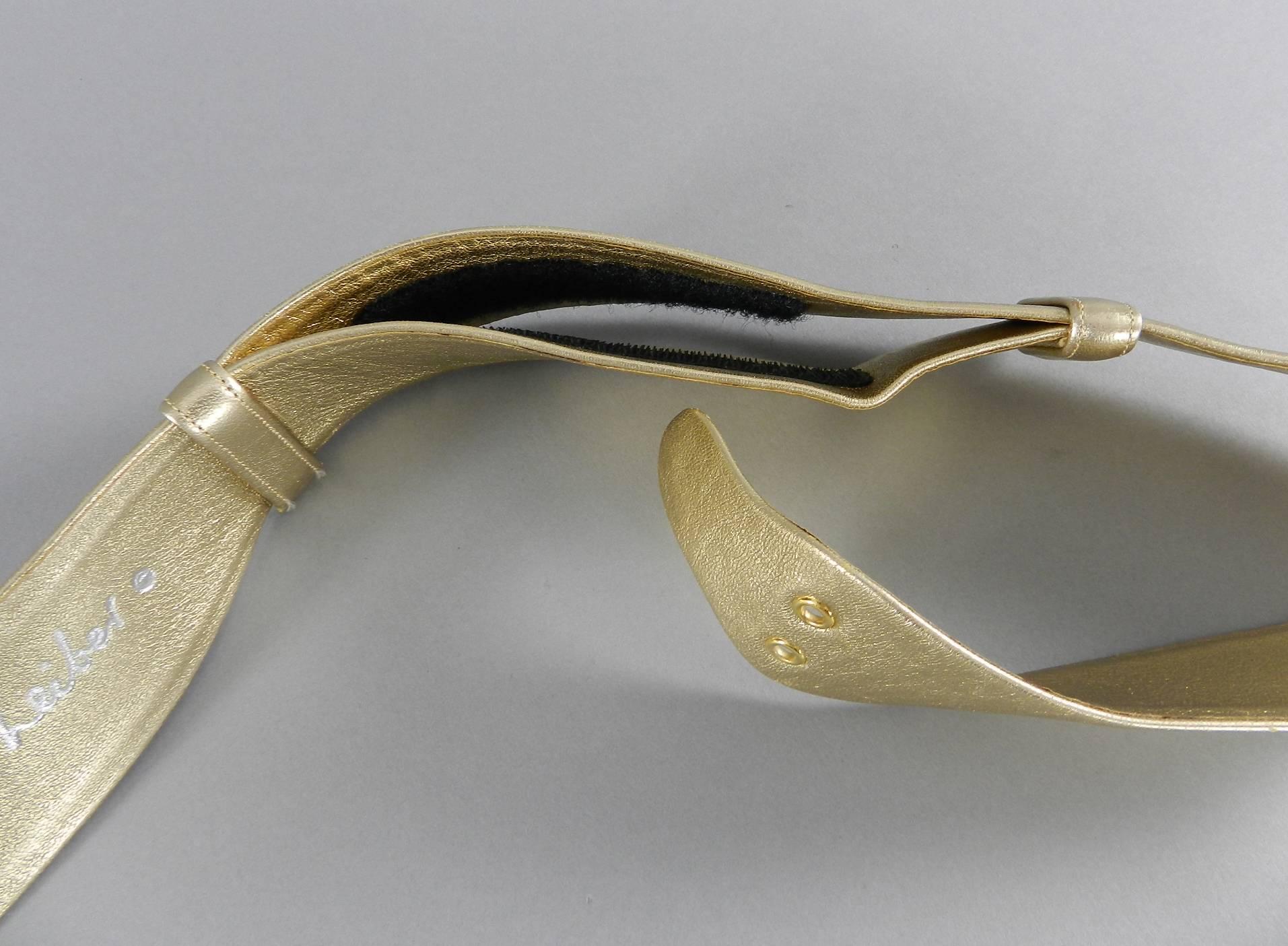 judith leiber 1980's Gold leather and Swarovski Crystal Bow Belt 2