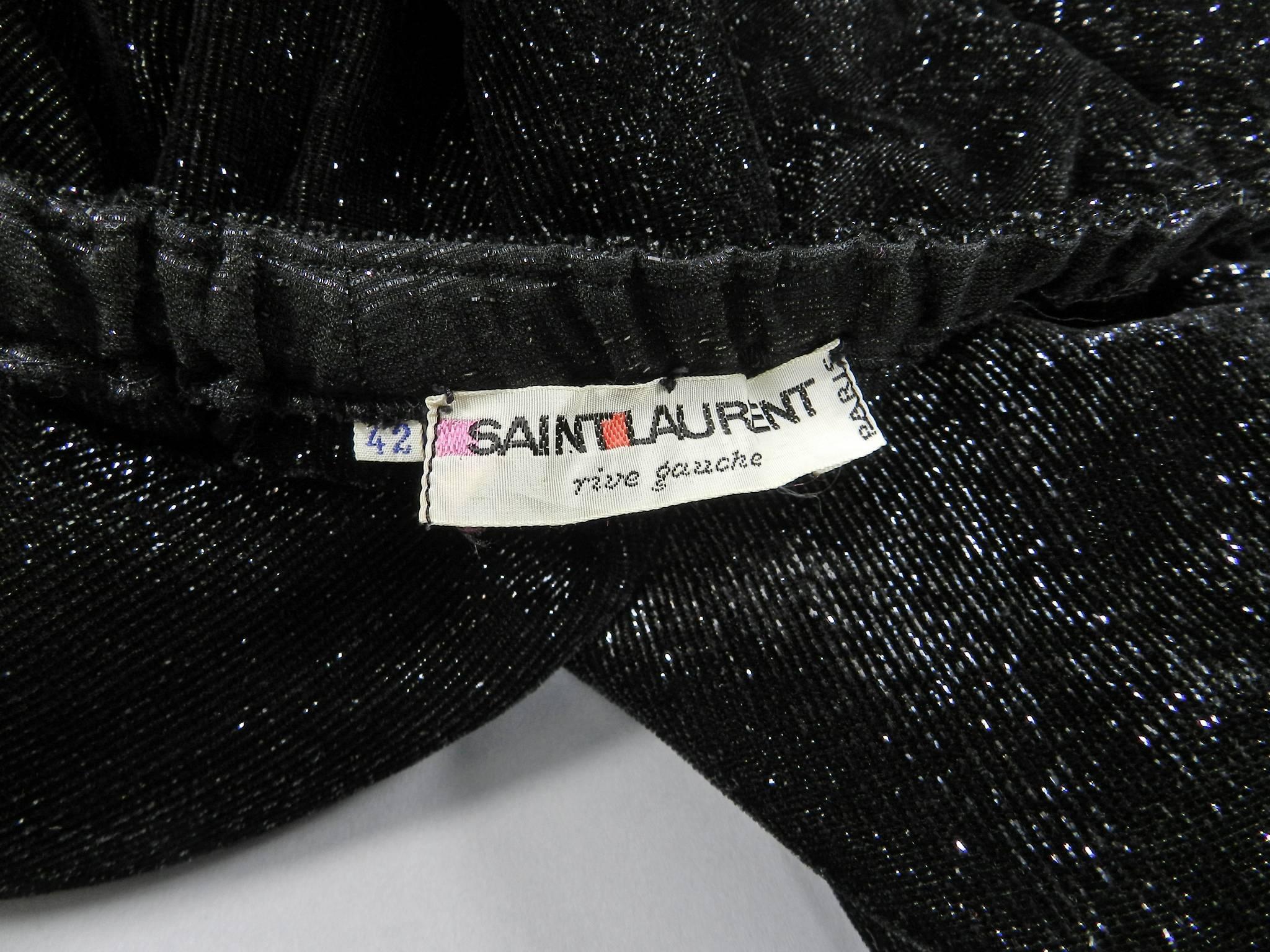 Vintage 1970's Yves Saint Laurent Black Shimmer Pants Suit 1