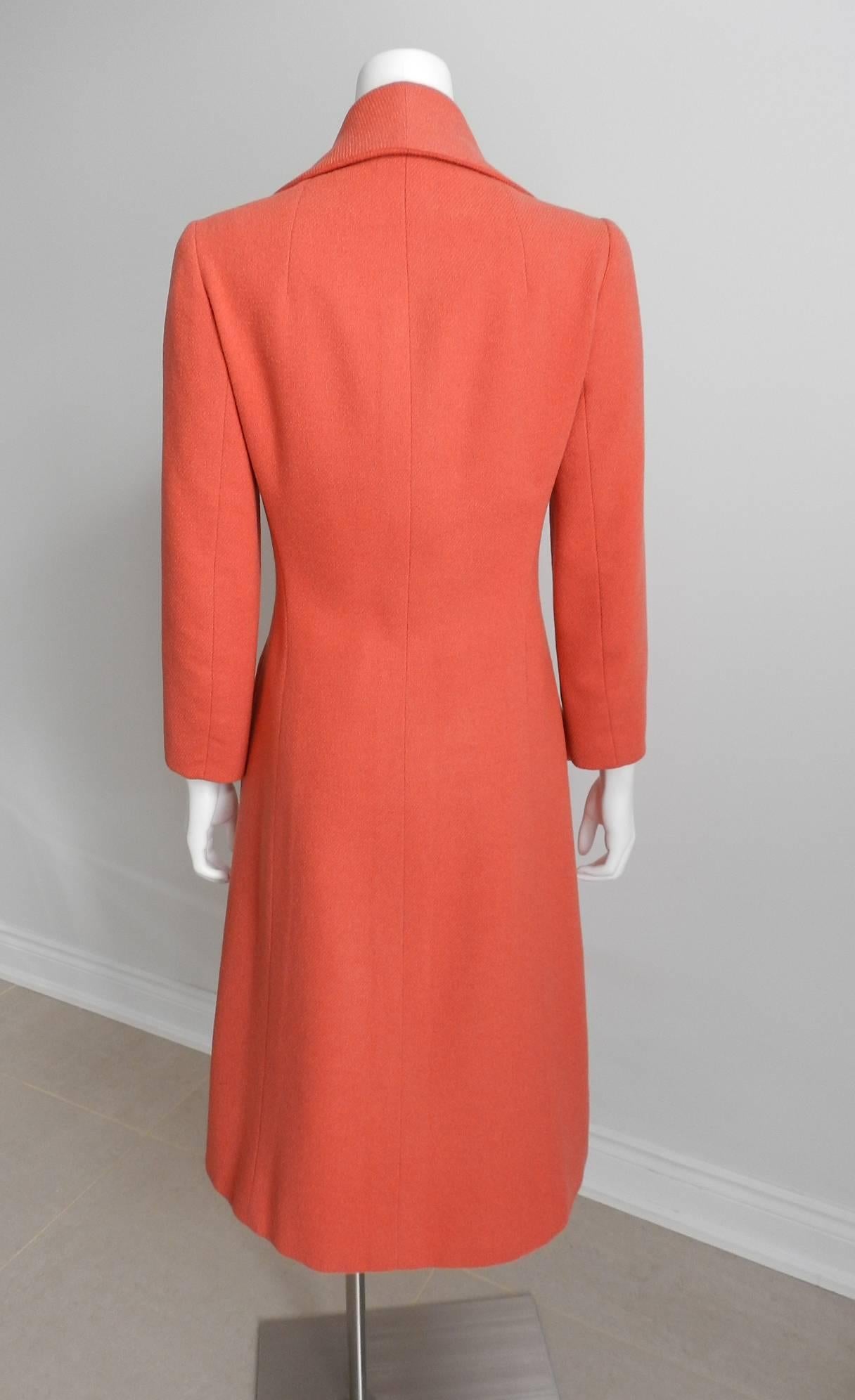 Orange Christian Dior 1950's Salmon Wool Coat