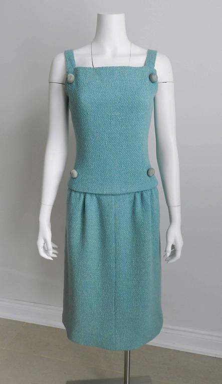 Christian Dior by Yves Saint Laurent 1960 Blue Dress and Jacket Suit at ...