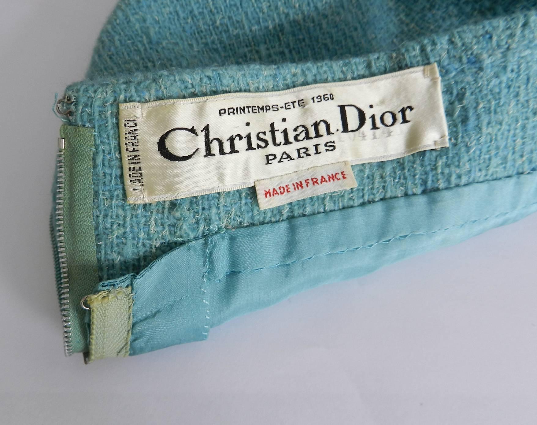 Christian Dior by Yves Saint Laurent 1960 Blue Dress and Jacket Suit 5