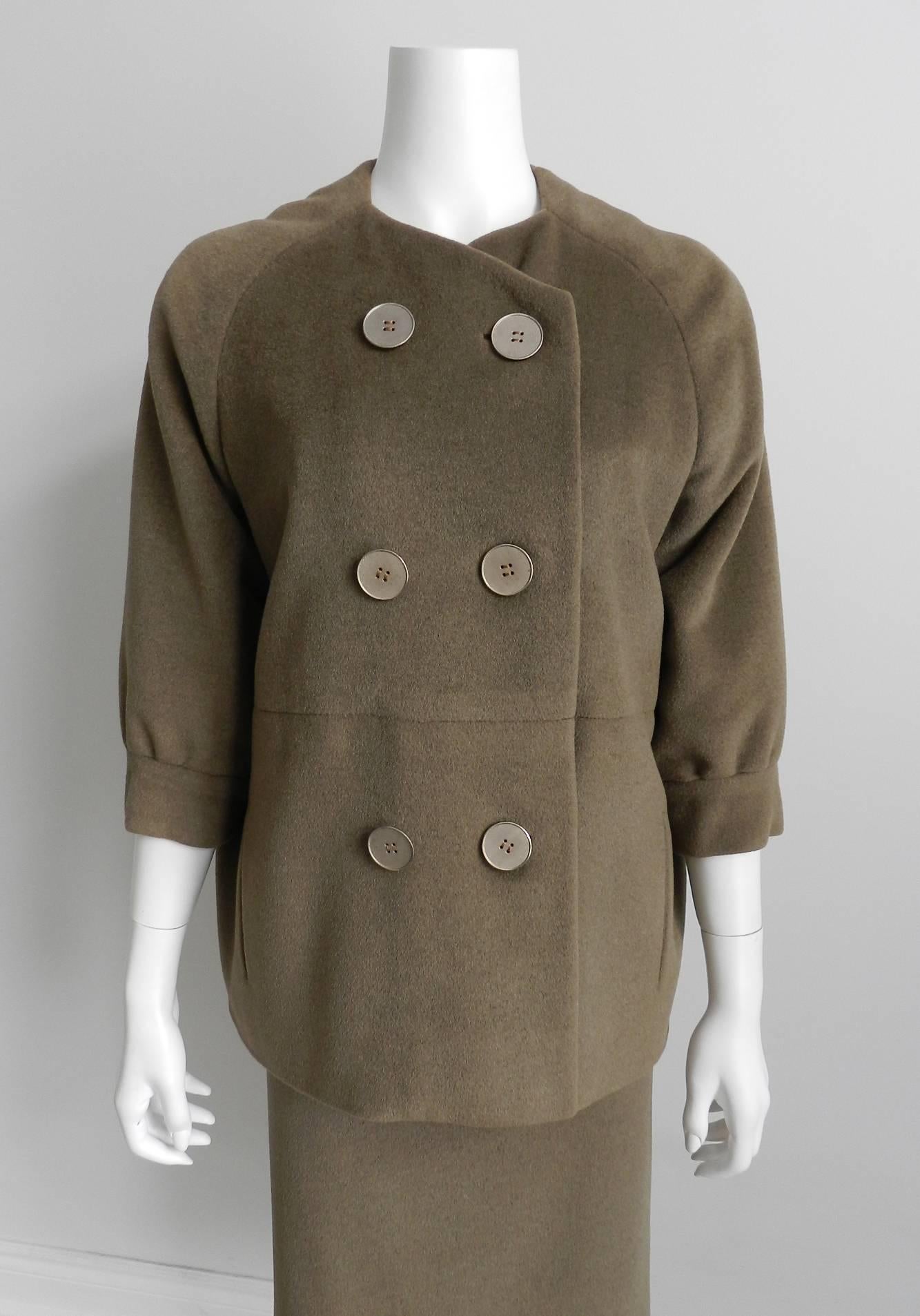 Nina Ricci 1960's Brown Cashmere Skirt Suit 1