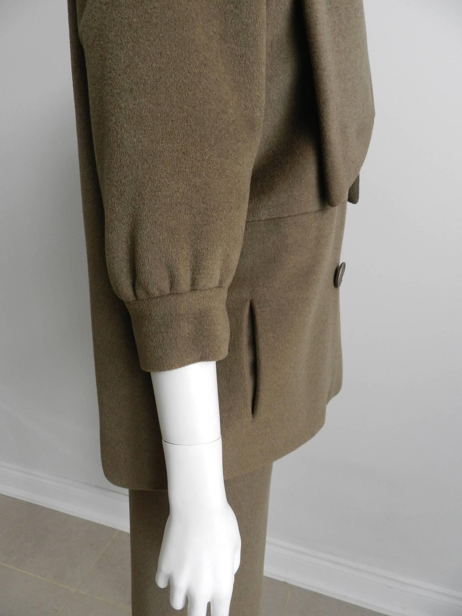 Nina Ricci 1960's Brown Cashmere Skirt Suit 3