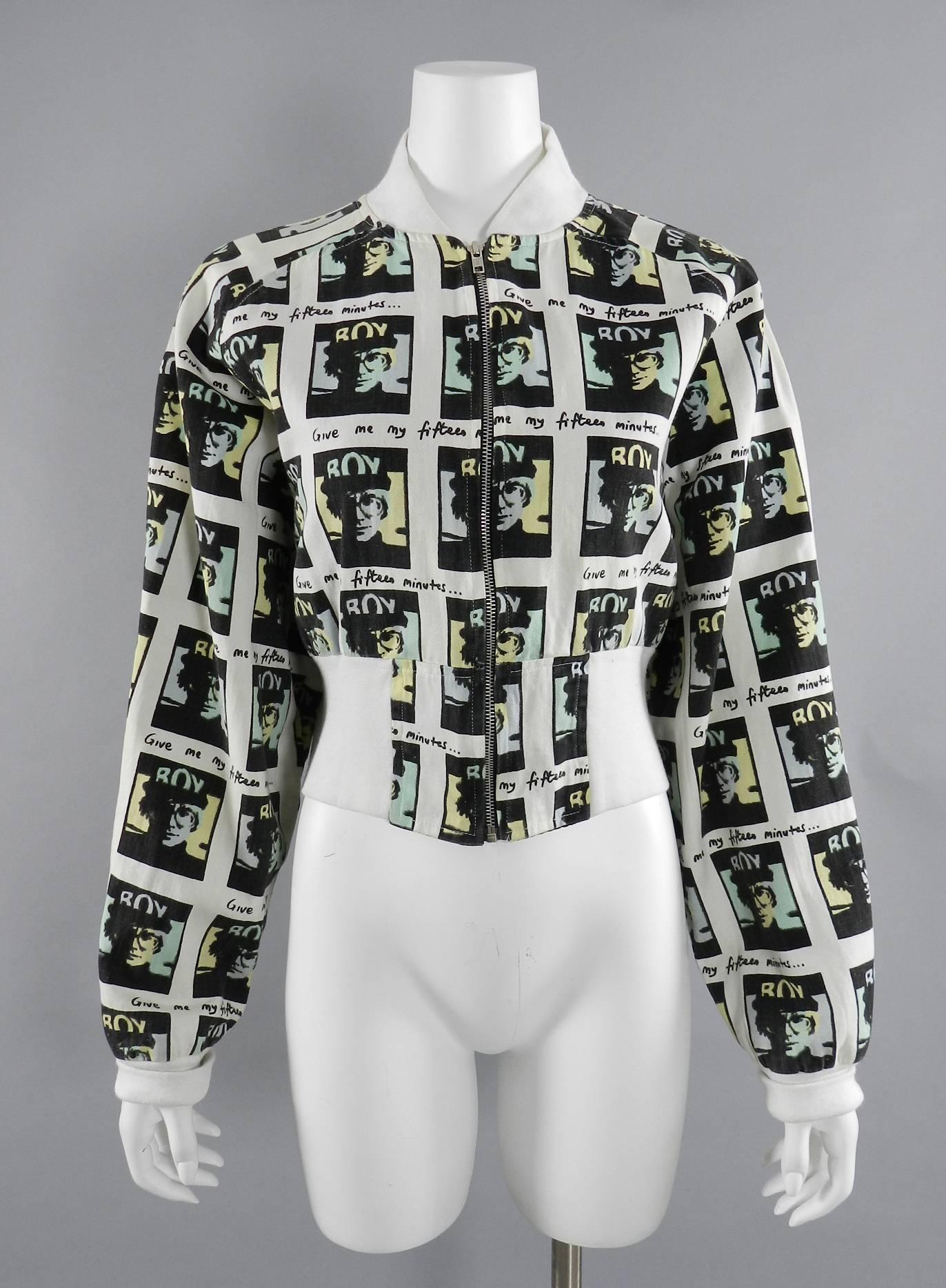 Vintage BOY London 1980's Andy Warhol Bomber Jacket For Sale 2