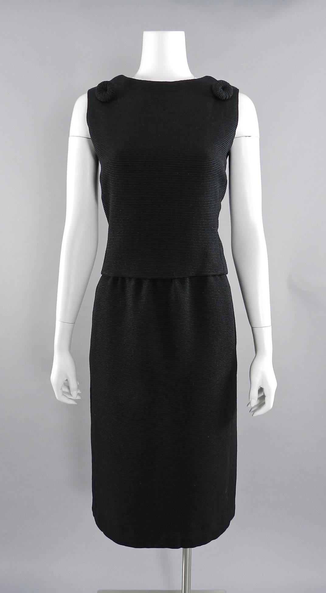 Christian Dior circa 1960 Black Dress and Jacket Suit In Excellent Condition In Toronto, ON