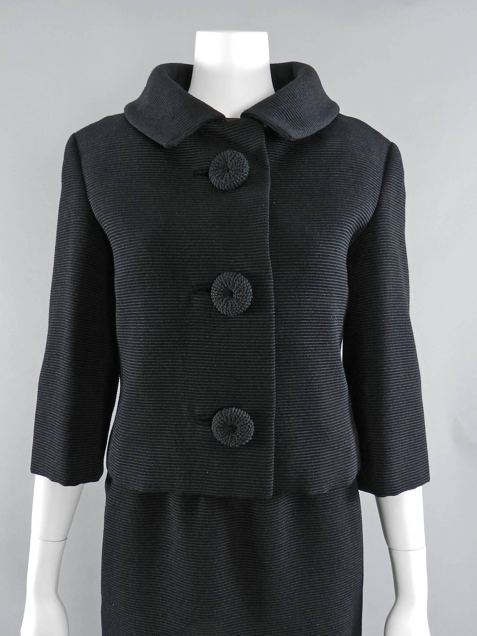 Christian Dior circa 1960 Black Dress and Jacket Suit 1