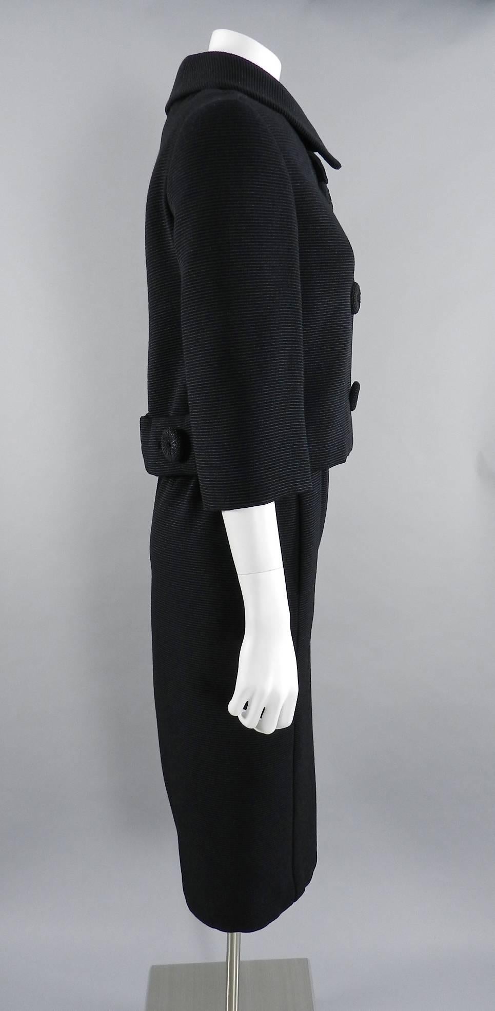 Christian Dior circa 1960 Black Dress and Jacket Suit 2