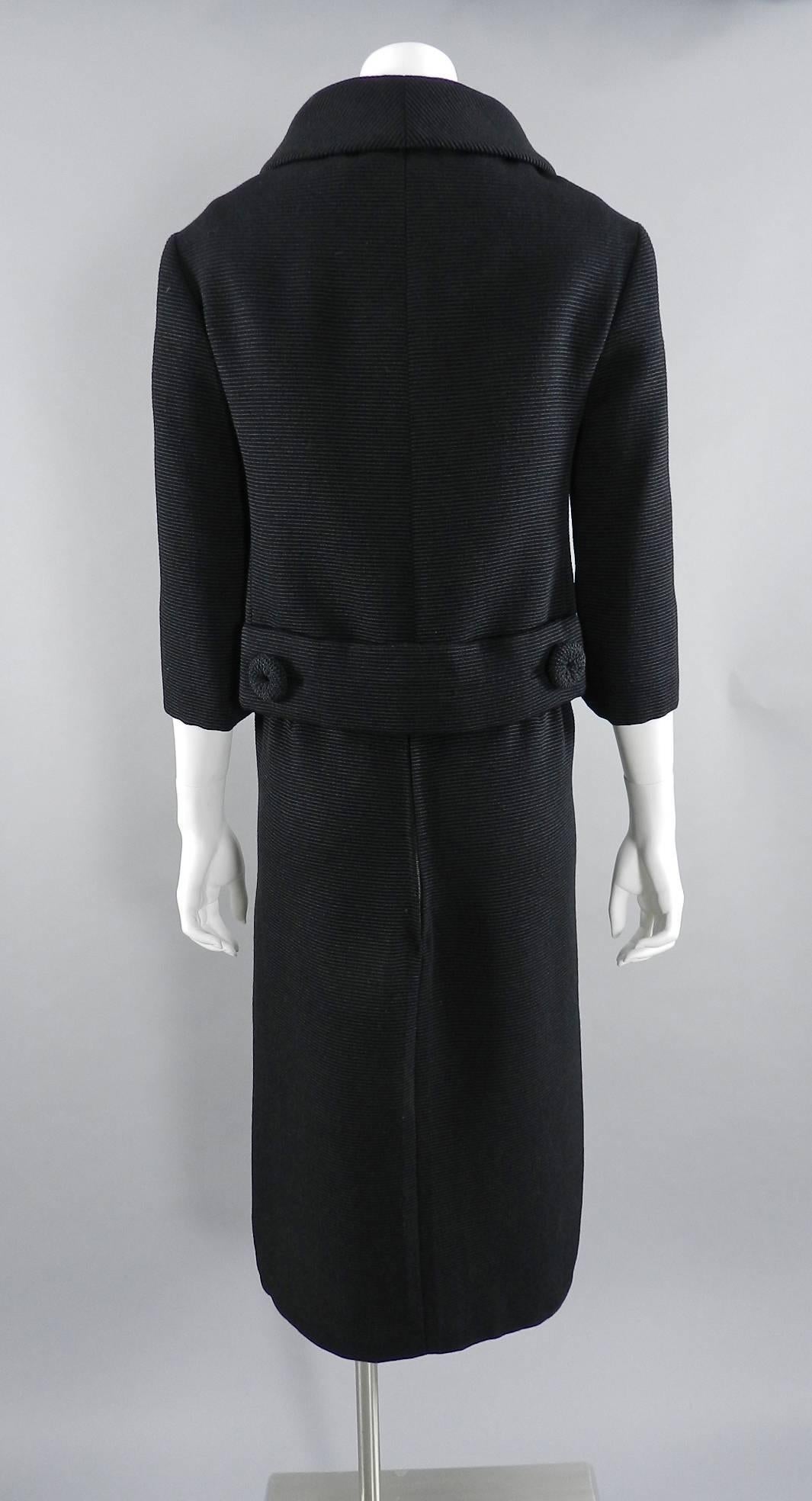 Christian Dior circa 1960 Black Dress and Jacket Suit 3