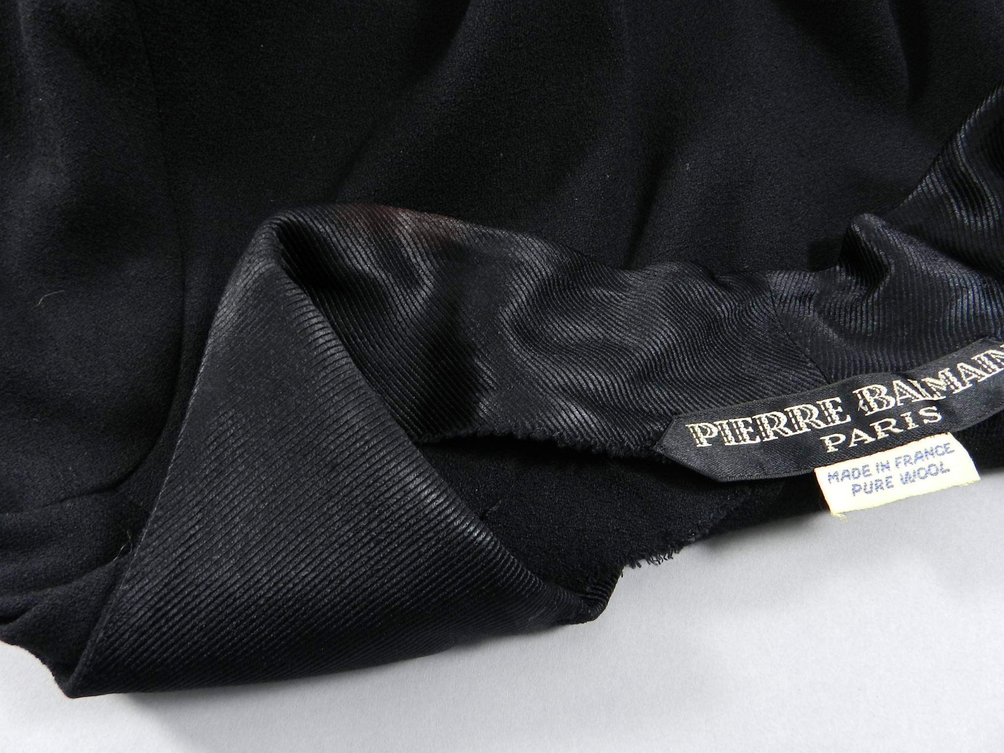 Pierre Balmain Haute Couture Black Wool Dress, 1950s  For Sale 5