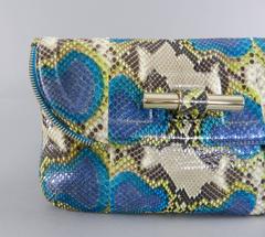 Jimmy Choo Turquoise Blue Python Jasmine Clutch bag