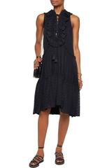 Chloe Navy Cotton Lace Up Boho Broderie Anglaise Dress