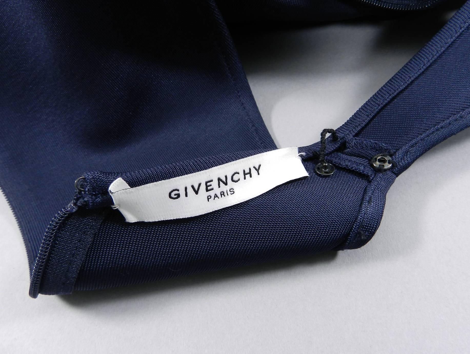 Givenchy Navy Stretch Dress with Ruffle Peplum 2