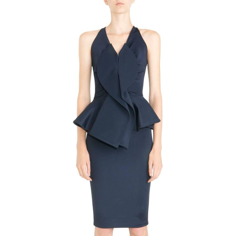 Givenchy Navy Stretch Dress with Ruffle Peplum 4