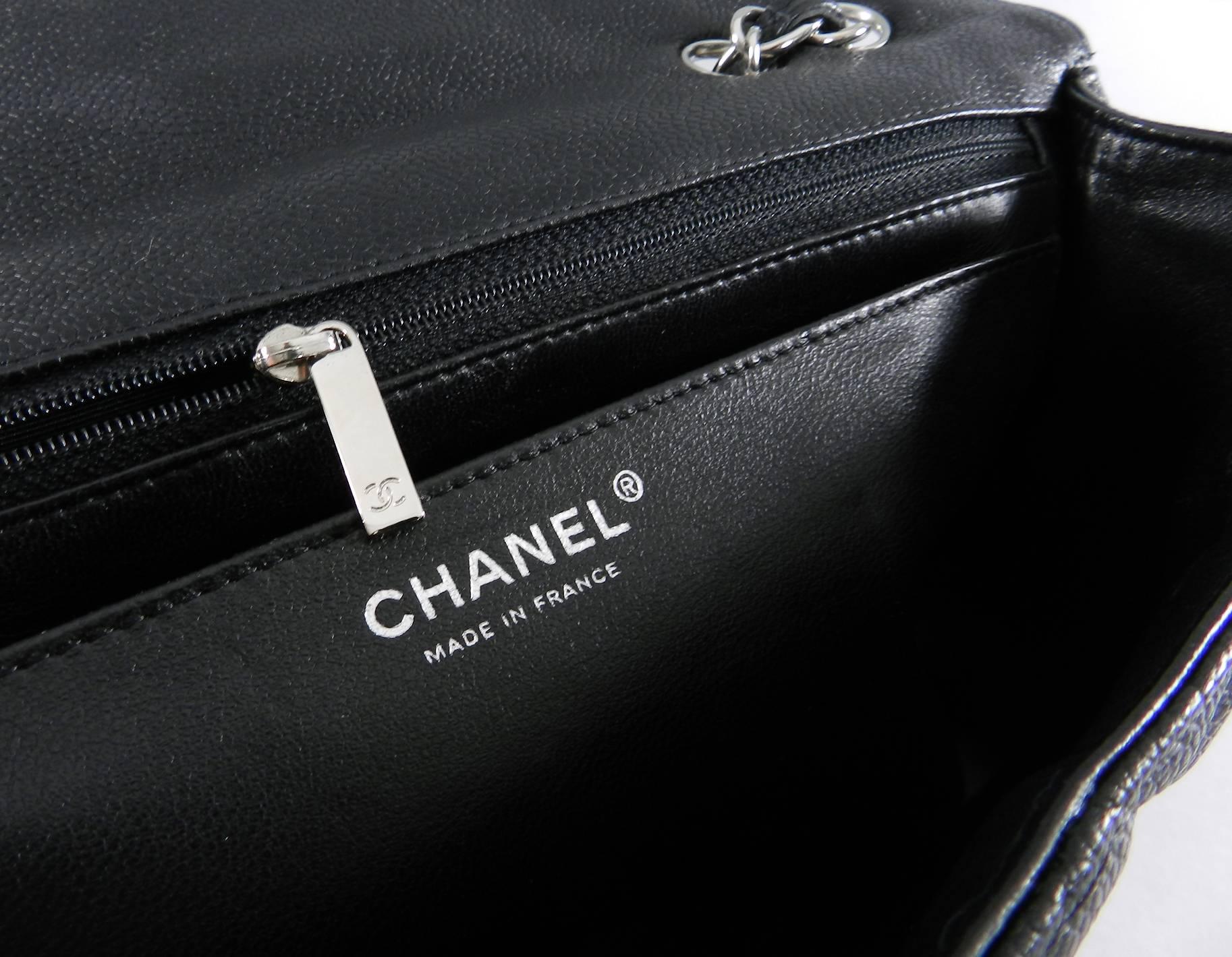 Chanel Caviar single flap Jumbo Classic Flap Bag with silver hardware  1