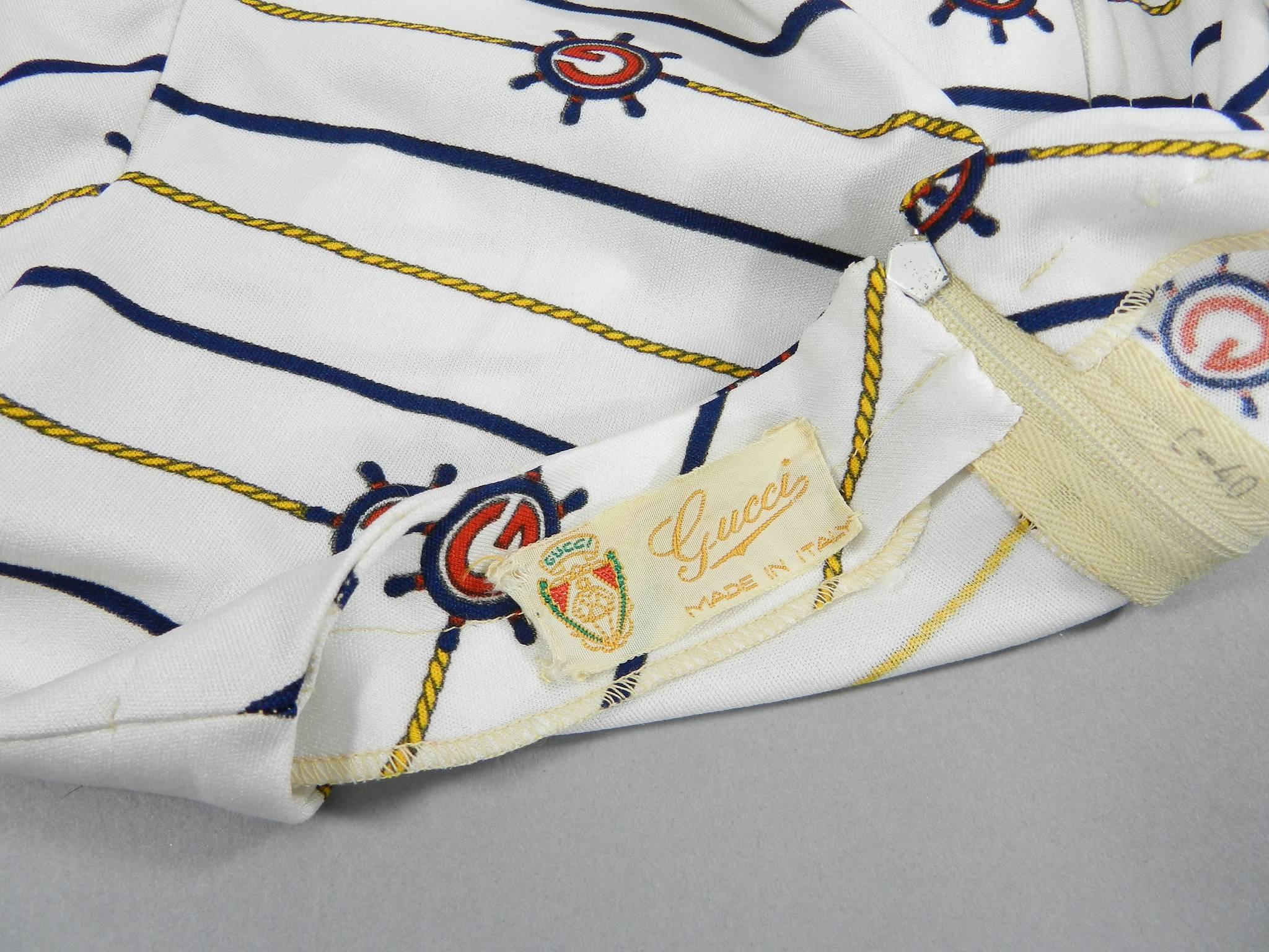 Vintage 1970's Gucci Nautical Theme White Dress In Excellent Condition In Toronto, ON