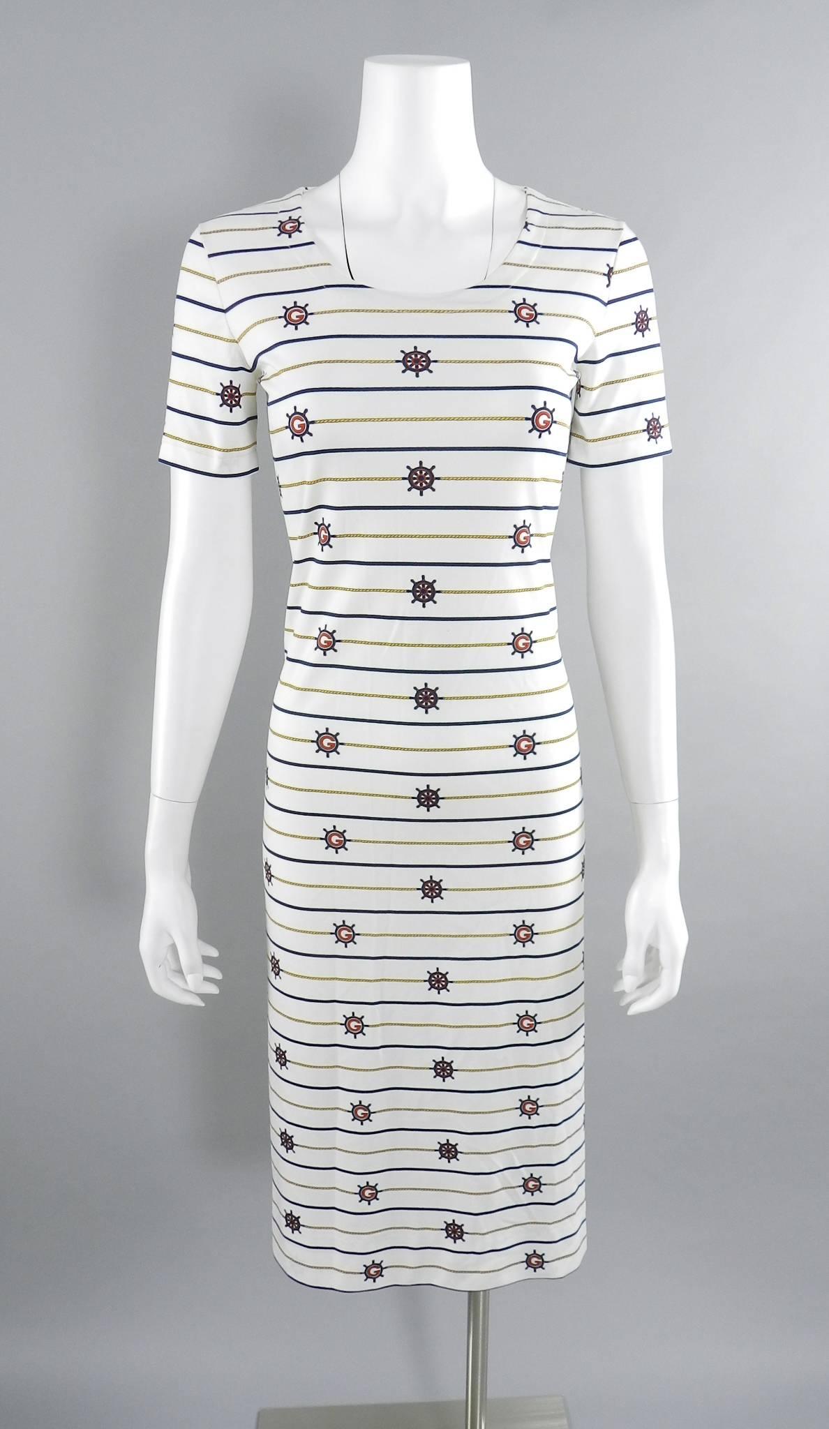 Vintage 1970's Gucci Nautical Theme White Dress 1