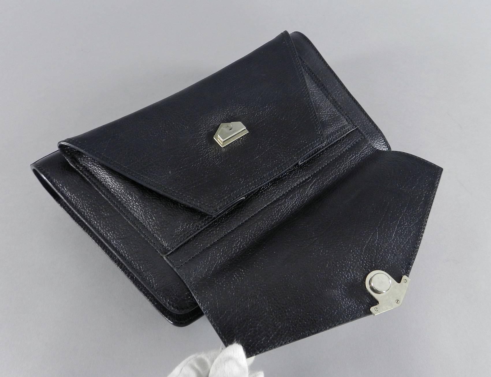 Women's Proenza Schouler Black Clutch Bag with Silver Zipper