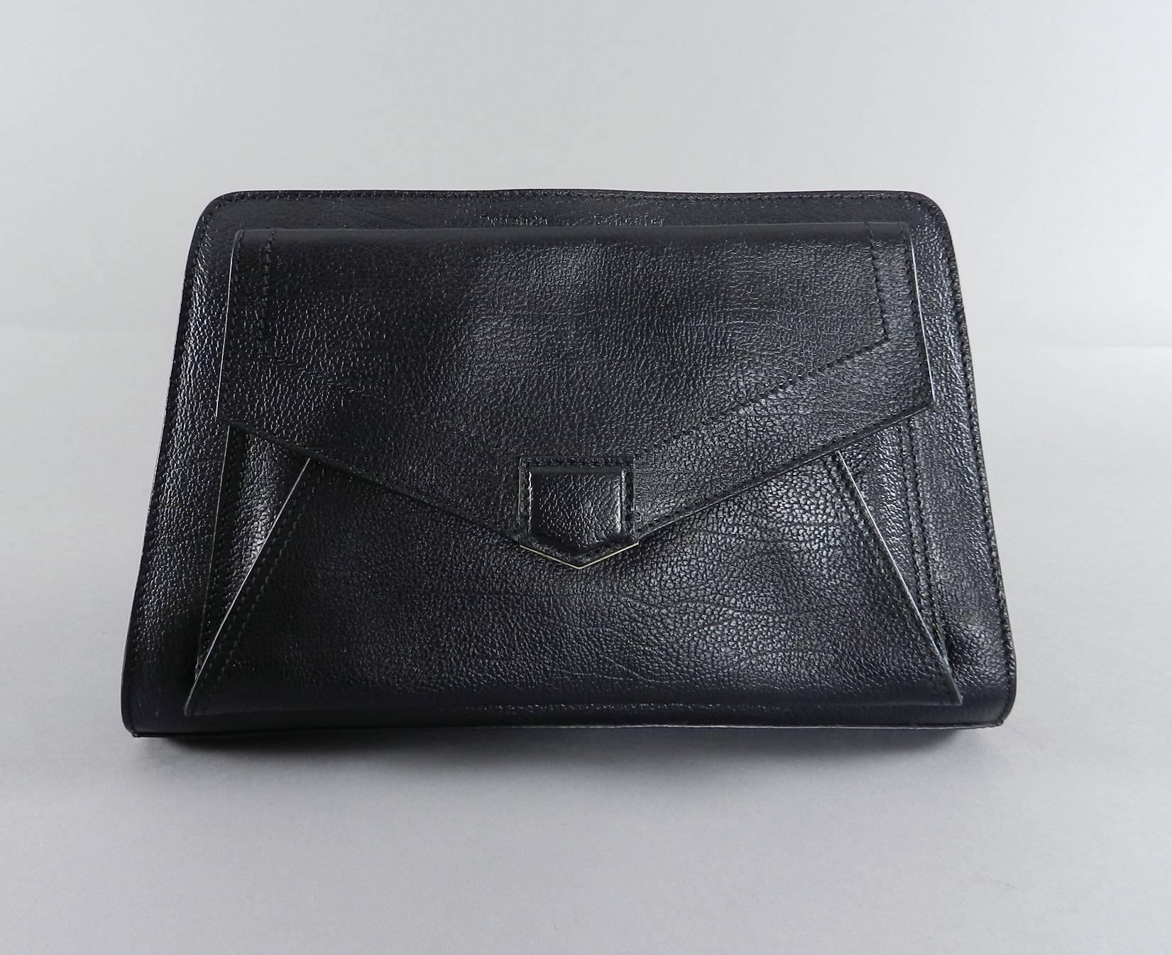 Proenza Schouler Black Clutch Bag with Silver Zipper 3