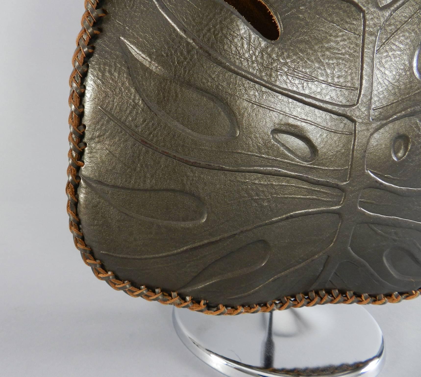 Women's Valentino Brown Jungle Leaf Leather Bag with Metal Rings