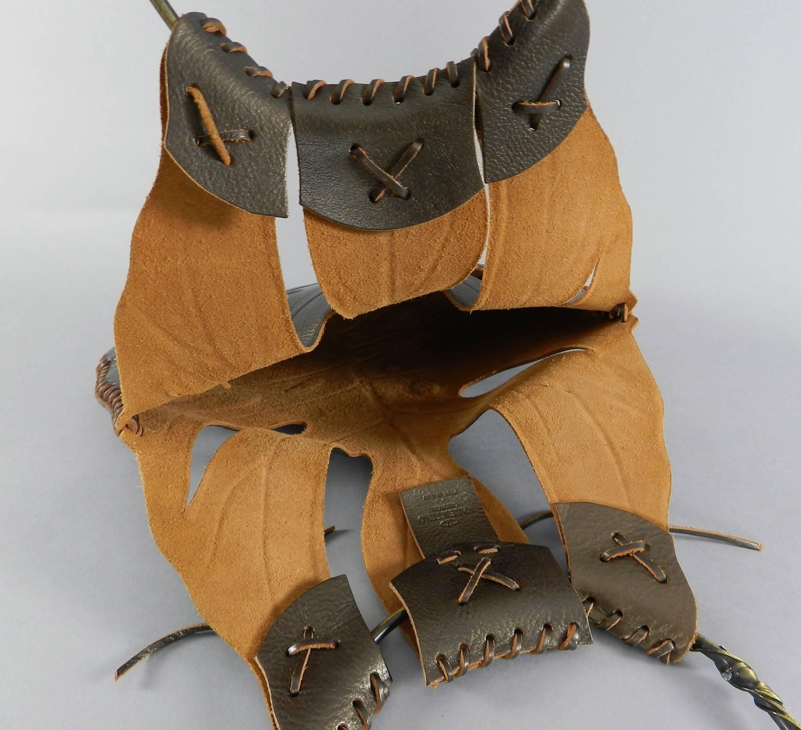 Valentino Brown Jungle Leaf Leather Bag with Metal Rings 3