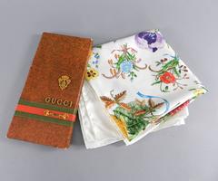 Vintage 1980's GUCCI flora and fauna silk scarf by V Accornero