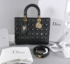 Christian DIOR Large Lady Dior Bag with Owl Charm